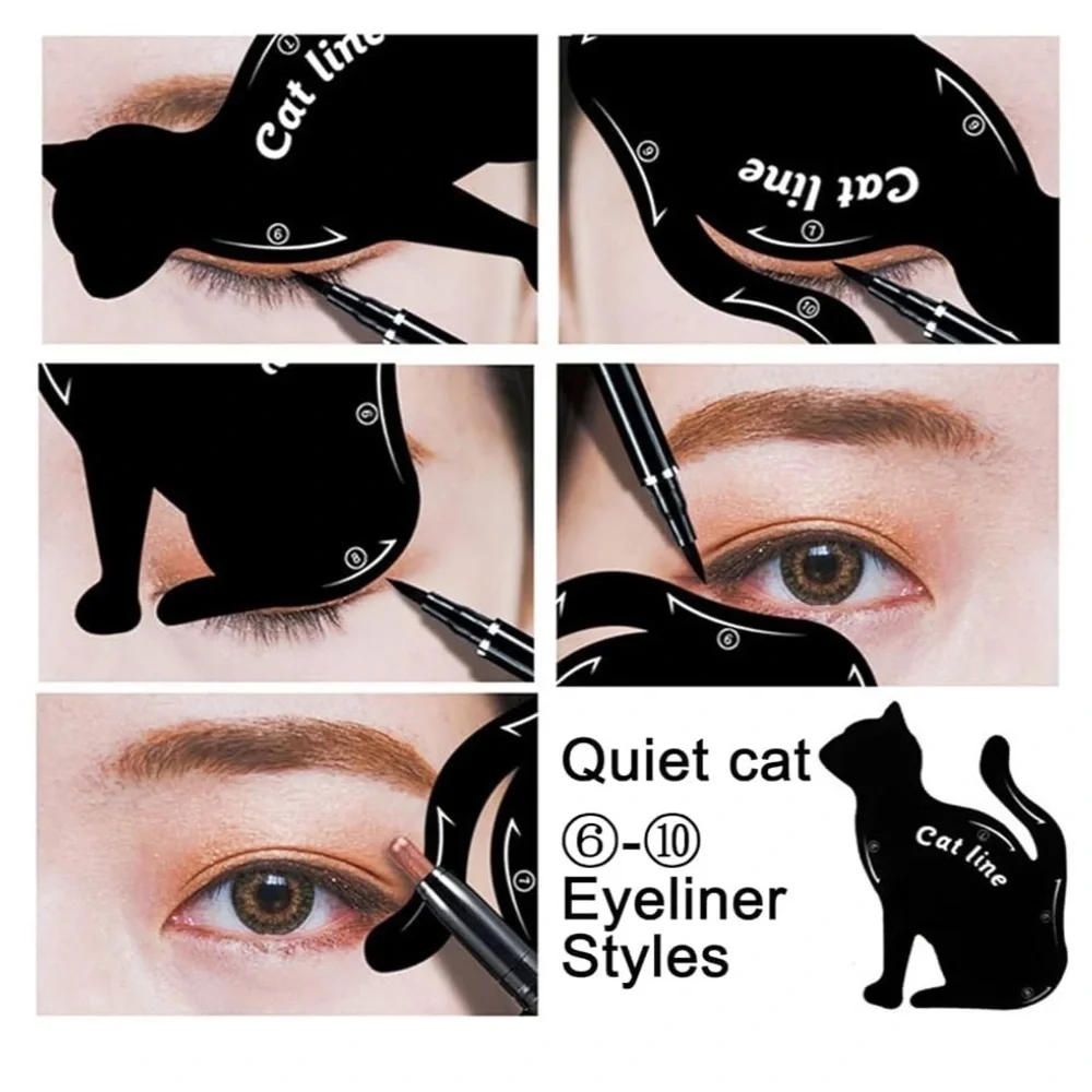 4 Pcs Eyeliner Stencils for Cat Eye Winged and Eyeshadow Applicators Shaper